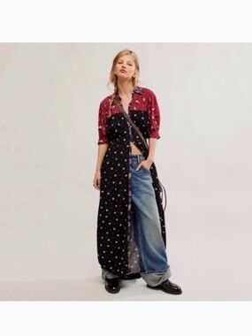 Free People Nora Floral Maxi Shirt Dress